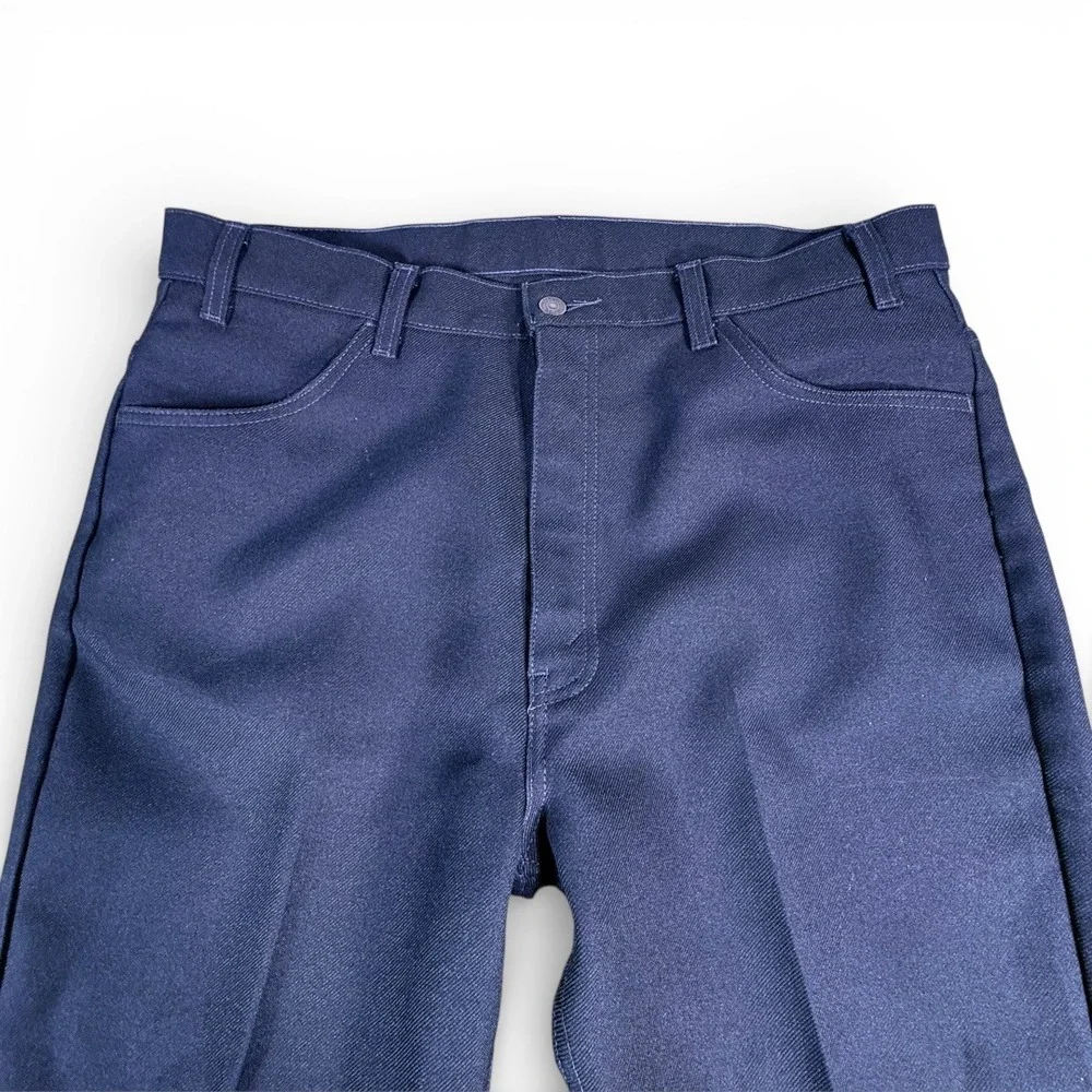 VTG Levis Pants Mens 38x30 (38x28) Navy Dacron 10517 Polyester Sta‎ Prest Hemmed - Picture 2 of 12
